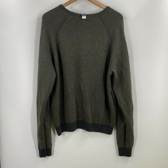 Tailor Vintage Mens Green Gray Winter Reversible V Neck Sweater New Sizes XL - Picture 5 of 7